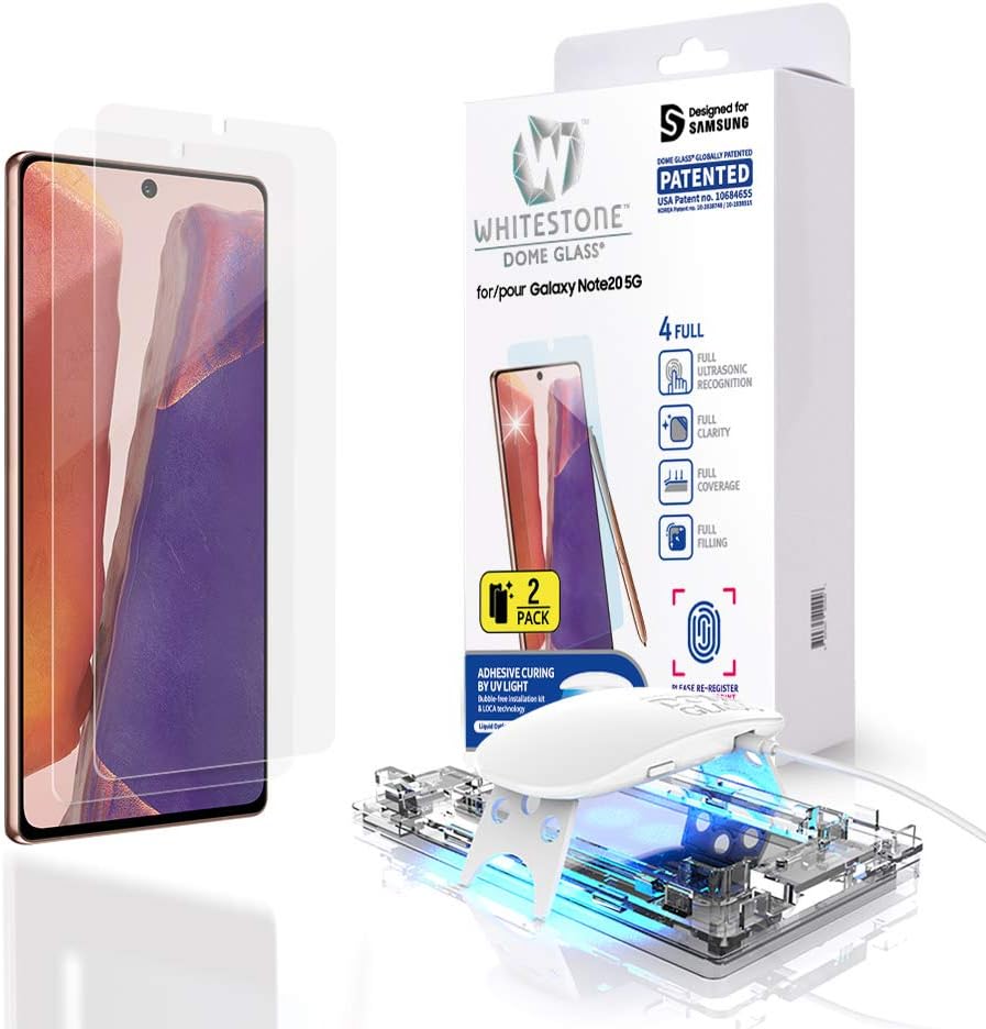 DOME GLASS 三星 Galaxy Note 20 全覆蓋強化玻璃螢幕保護貼 [液態分散技術] 簡易安裝套裝 - 兩片裝