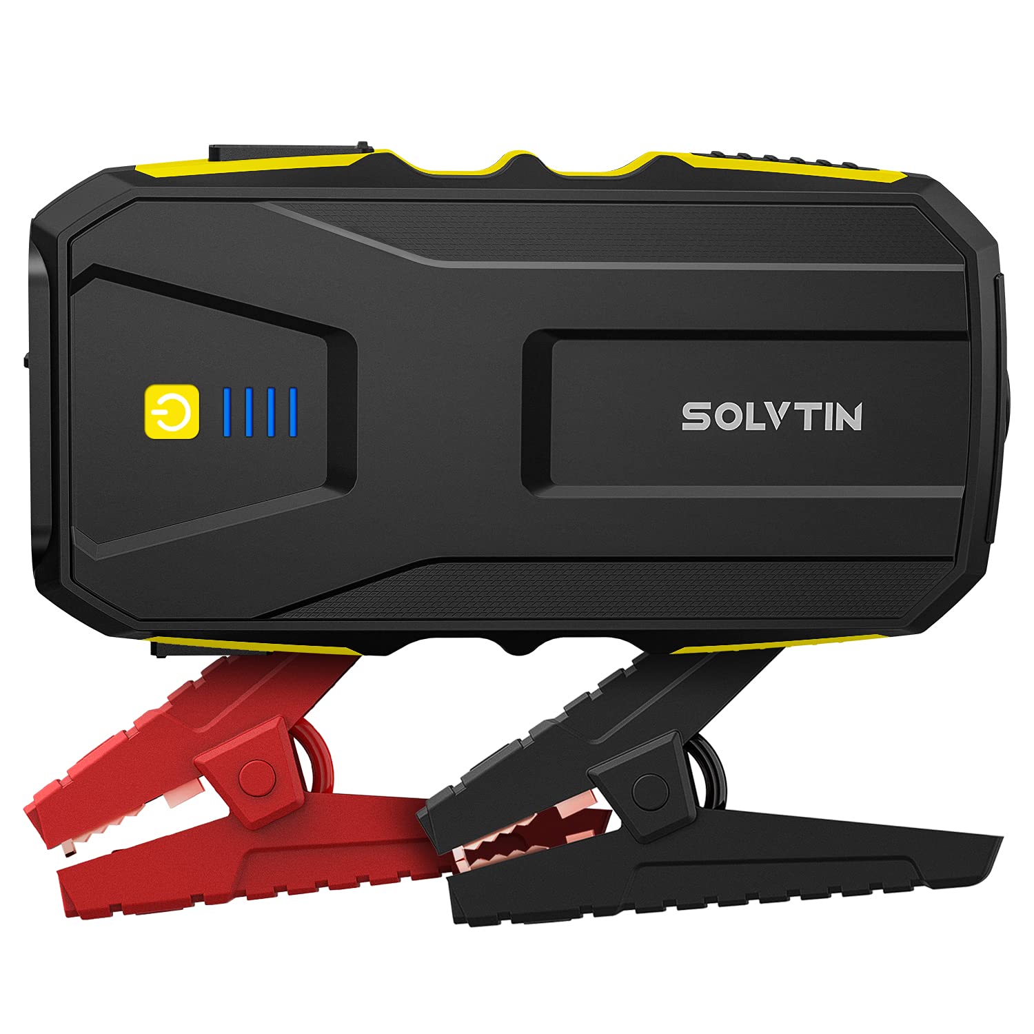 SOLVTIN S6 汽車緊急啟動器，1200A，適用於 7.5L 以下汽油發動機和 6.0L 以下柴油發動機，12V 電池應急啟動器，配備智能啟動線、便攜式移動電源、PD18W 接口、QC 3.0 快充和 LED 指示燈。