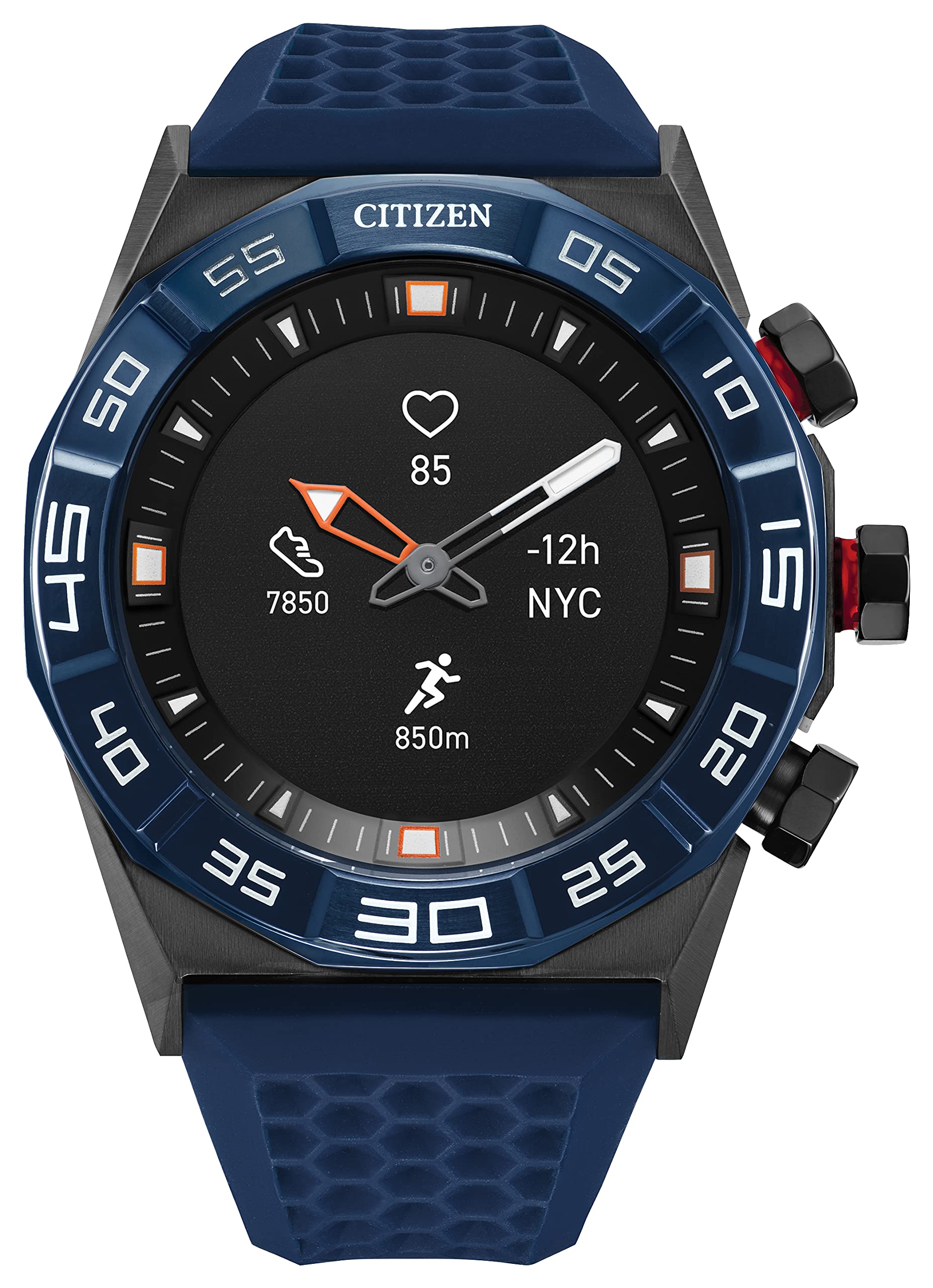 西鐵城 CZ Smart Gen 1 混合型智慧手錶，44 毫米錶盤，支援連續心率追蹤、健身活動監測、高爾夫應用程序，可顯示通知和訊息，支援藍牙連接，電池續航時間長達 15 天
