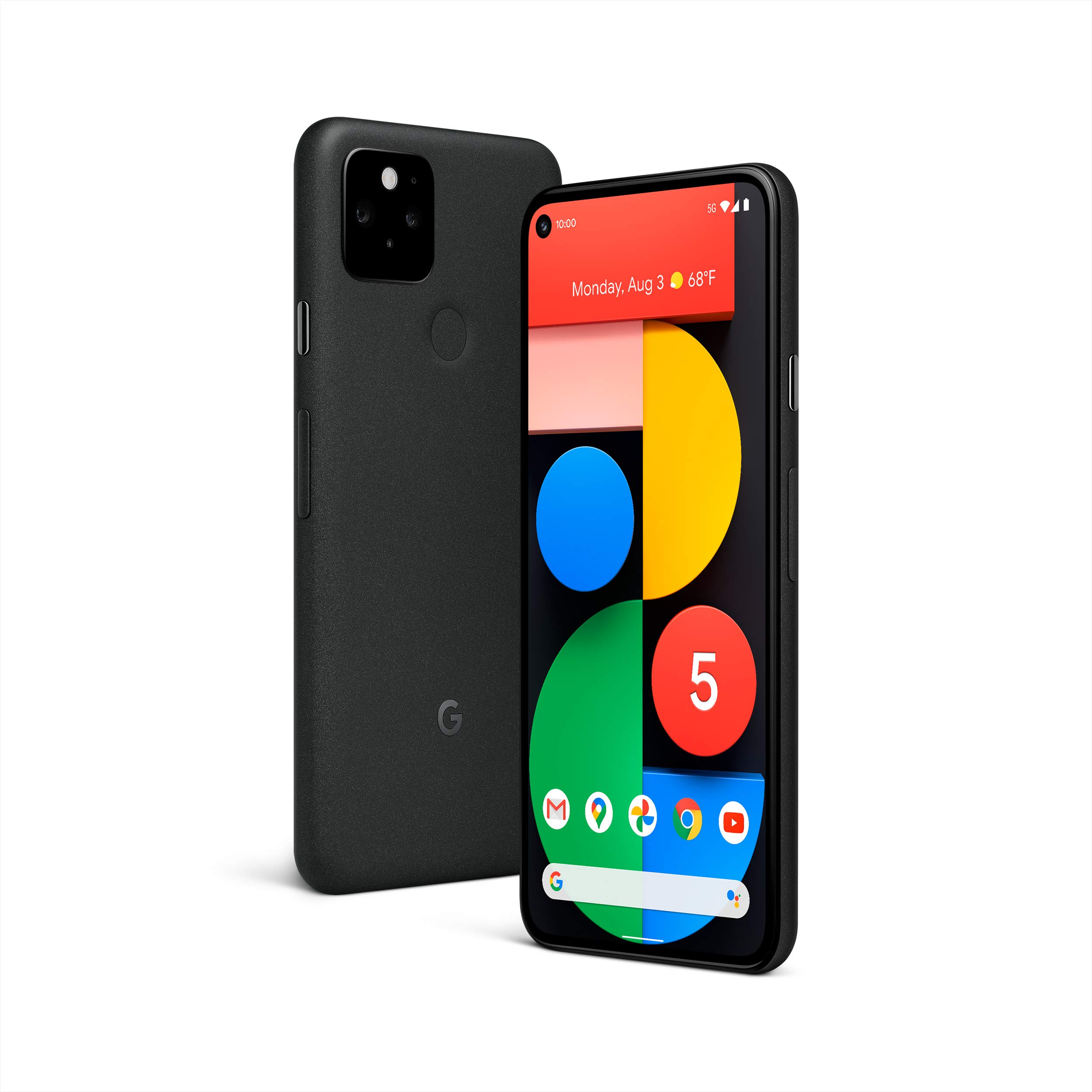 Google Pixel 5 - 5G 安卓手機 - 防水 - 解鎖智慧型手機，配備夜視功能和超廣角鏡頭 - 純黑色