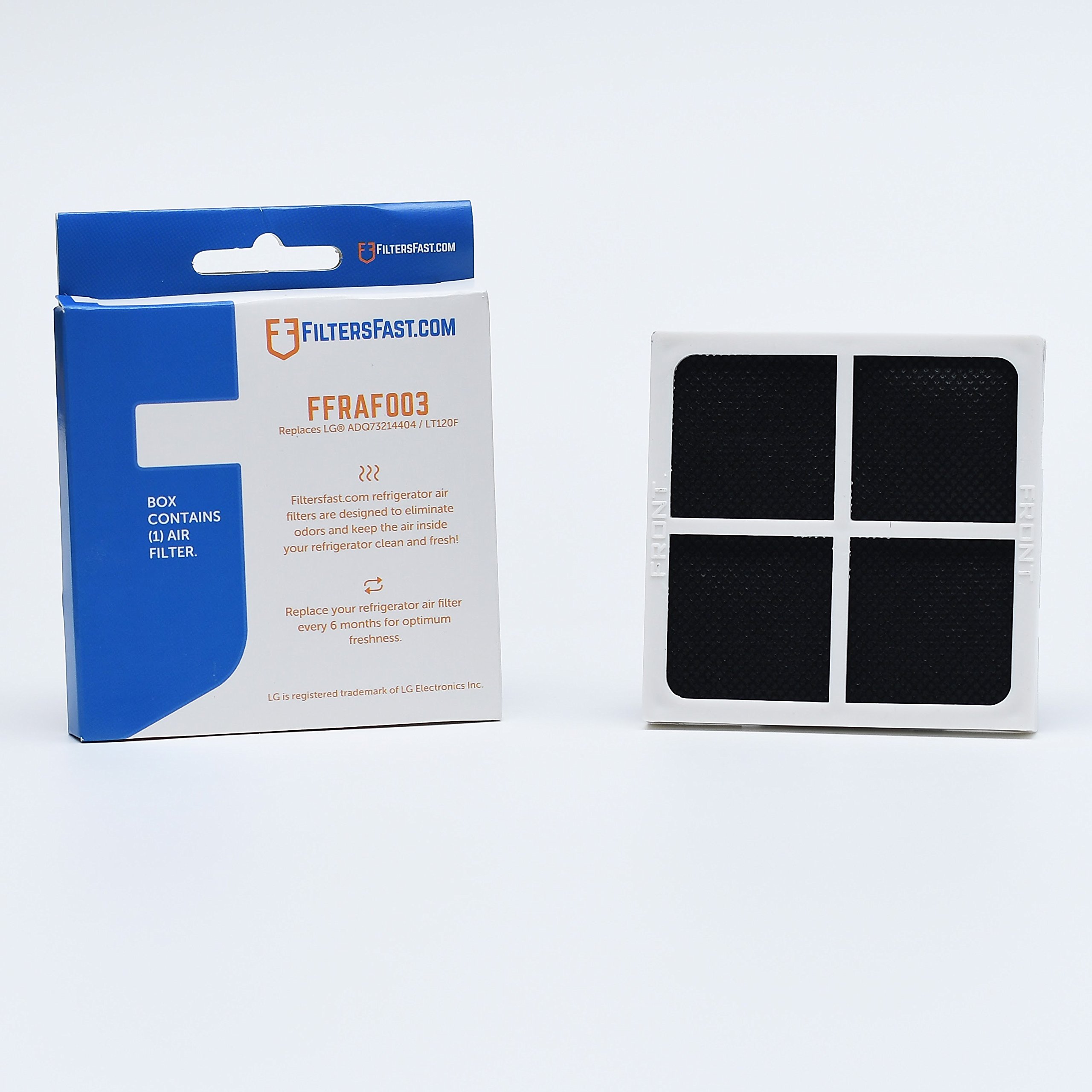 Filters Fast FFRAF-003 相容於 LG ADQ73214404、ADQ73214405 碳冰箱空氣過濾器，空氣清淨器，除臭劑，尺寸 3.25x3.25x0.25 英寸