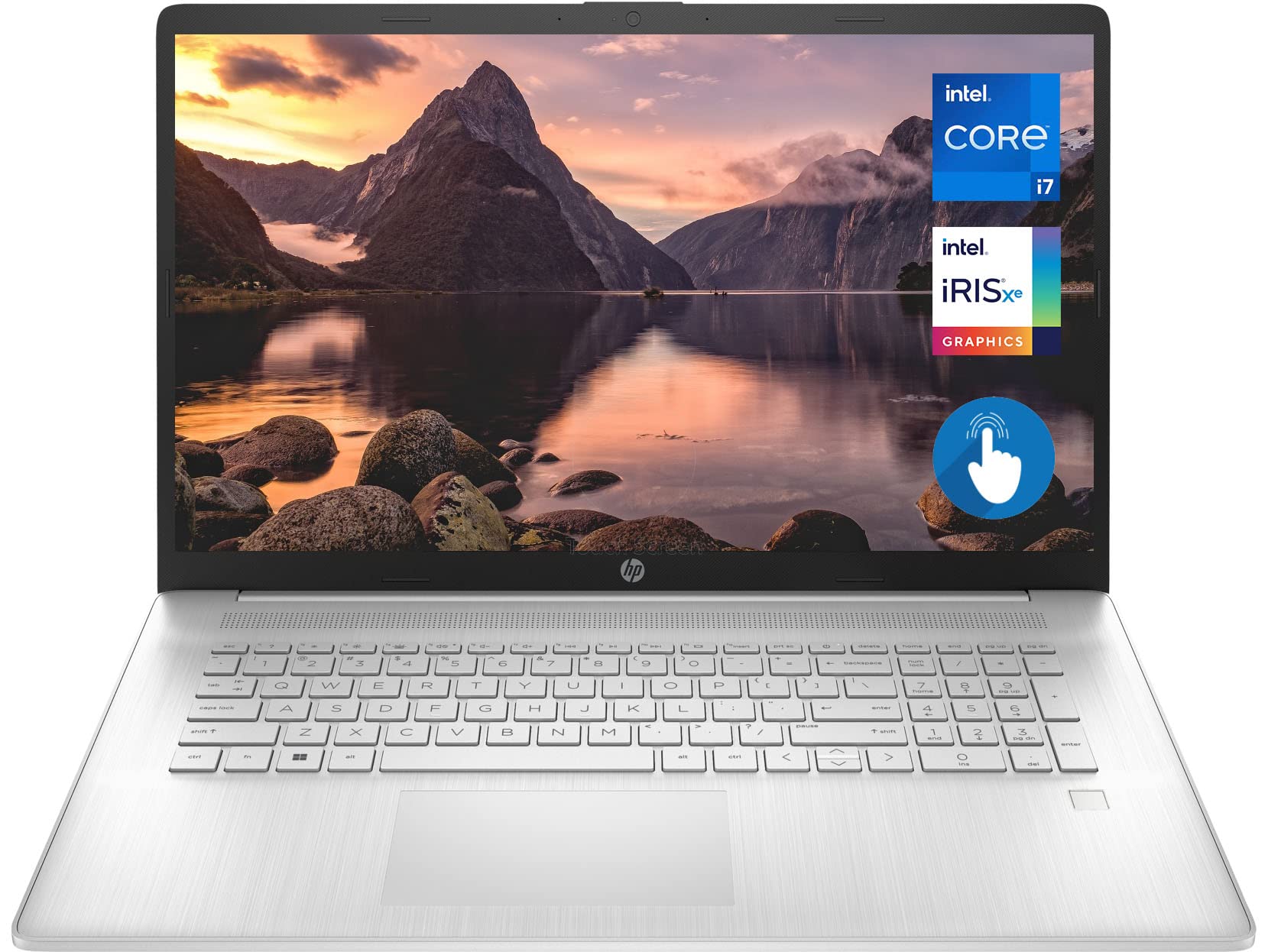 HP 17 筆記型電腦，17.3 吋高清+觸控屏，第 12 代英特爾酷睿 i7-1255U 處理器，64GB DDR4 內存，2TB 固態硬碟，Wi-Fi 6，網路攝影機，背光鍵盤，指紋辨識器，HDMI 介面，Windows 11 家用版，銀色和銀色