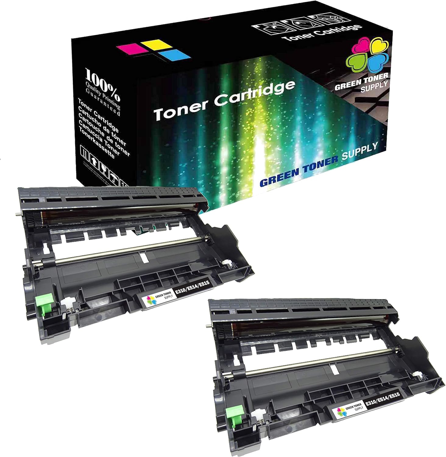 （2個裝）GTS相容E515DR碳粉匣單元（適用於E310、E515、E514碳粉匣）可取代戴爾E310dw、E514dw、E515dw、E515dn印表機碳粉匣單元