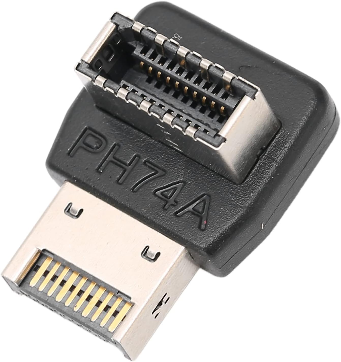Lazmin112 USB 前面板轉接器，USB3.1 Type-E 接頭轉換器 90 度彎頭，即插即用，適用於電腦主機板 (PH74A)