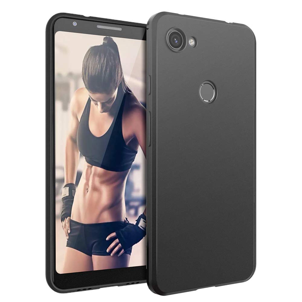 適用於 Google Pixel 3a 的矽膠保護殼 [超薄] 柔韌柔軟 TPU 凝膠材質，防刮耐磨，防震輕便，保護殼適用於 Google Pixel 3a（霧面黑）