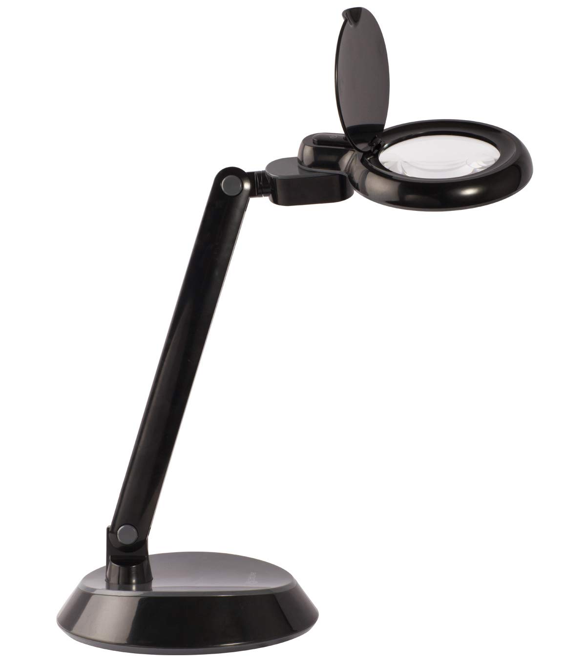 OttLite LED 節省空間放大鏡檯燈，光學級放大倍率，黑色