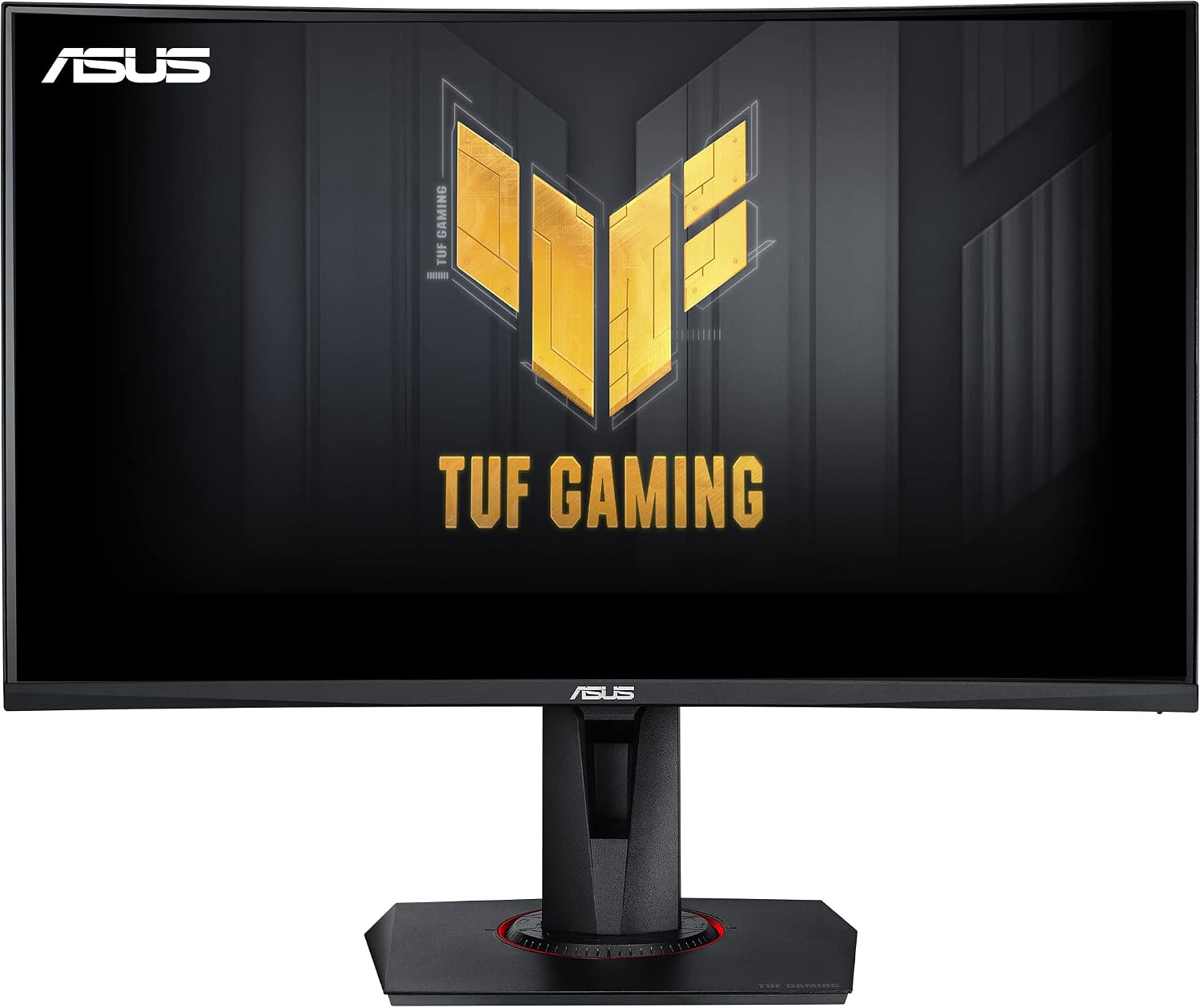 華碩 27 吋 1080P TUF Gaming 曲面 HDR 顯示器 (VG27VQM) - 全高清，240Hz 刷新率，1ms 響應時間，極低運動模糊，Adaptive-Sync，FreeSync™ Premium，內置揚聲器，護眼功能，配備 HDMI、DisplayPort 和 內置揚聲器，高度可調