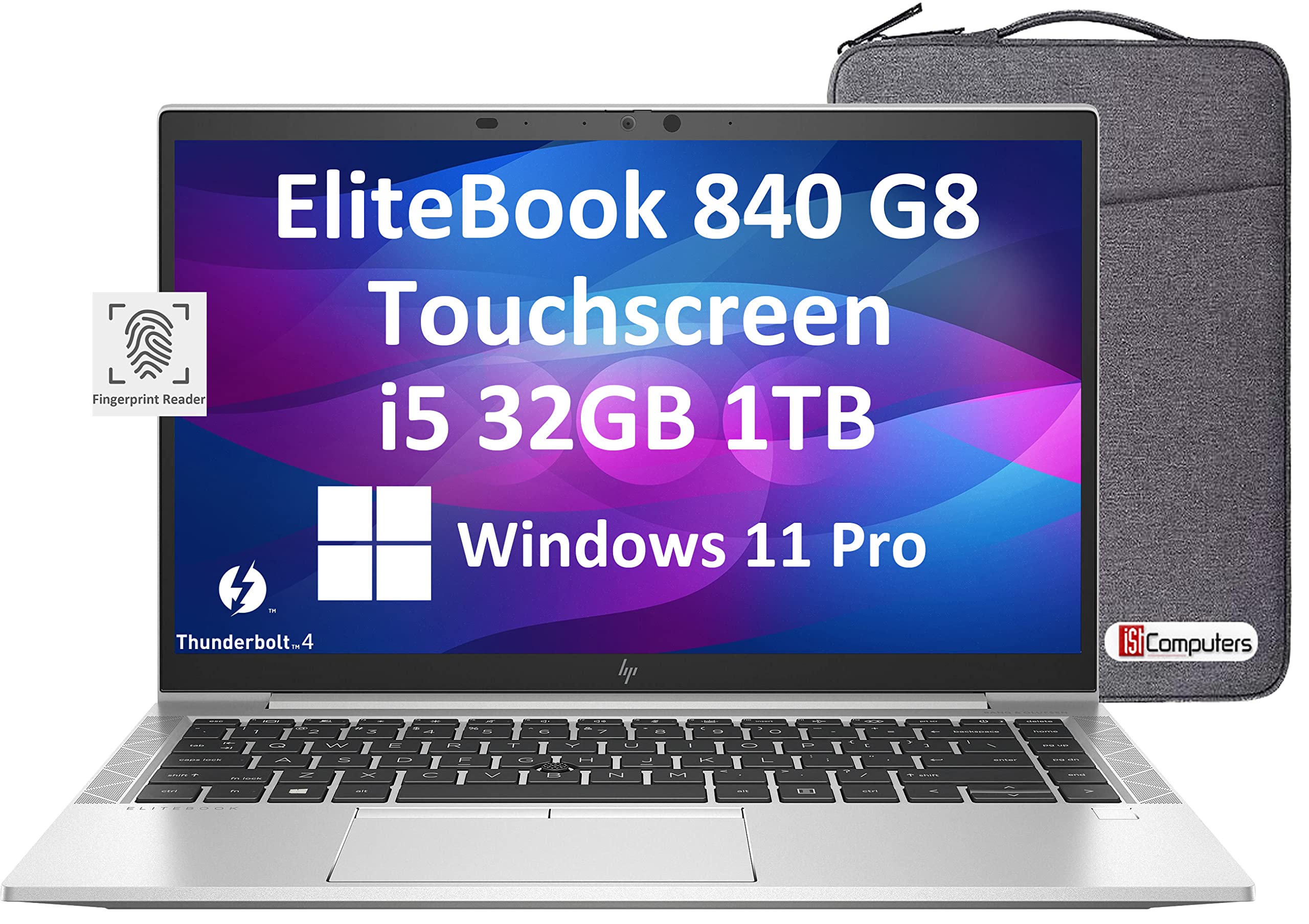 HP EliteBook 840 G8 14 吋 FHD 觸控螢幕商務筆記型電腦（英特爾四核心 i5-1145G7 處理器，32GB 內存，1TB PCIe 固態硬碟，全高清 IPS 顯示器），配備 2 個 Thunderbolt 4 介面、指紋辨識、三年保固、IST 11 預裝。
