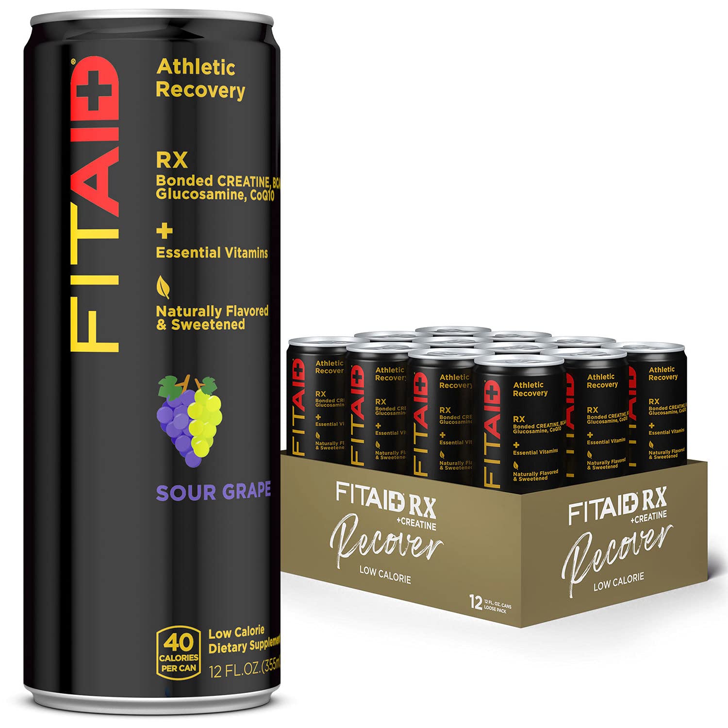 LIFEAID FITAID RX 運動恢復混合飲料和肌酸，含有支鏈胺基酸、葡萄糖胺、電解質、Omega-3，12 液體盎司（12 瓶裝）