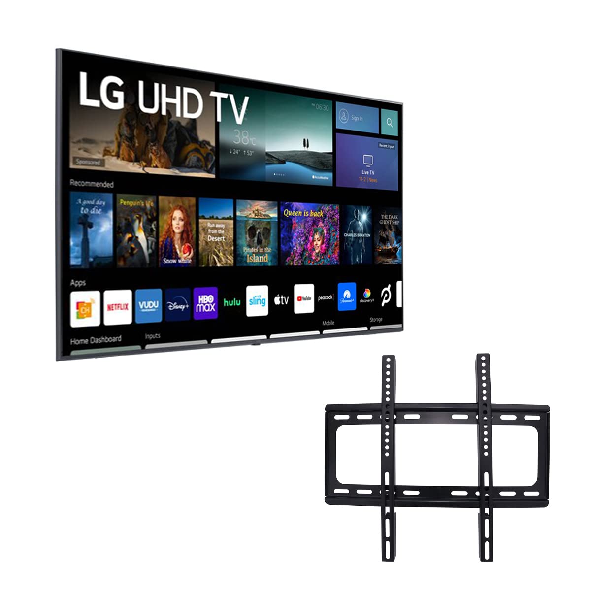 LG 50吋4K超高清2160p webOS智慧電視，支援HDR10，內建遊戲優化器，相容於Alexa和Google Assistant，附贈壁掛架（不含底座）50UQ7070ZUE（翻新機）