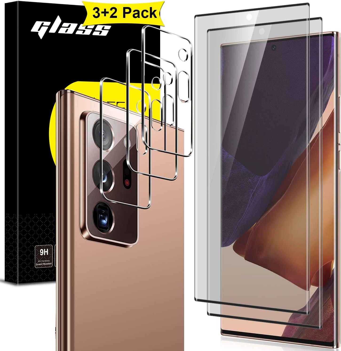 Anbel Design [3錠] 相機鏡頭保護膜和 [2片裝] 隱私螢幕保護貼，適用於 Galaxy Note 20 Ultra/Note 20 Ultra 5G，[全覆蓋] 防窺 9H 硬度強化玻璃