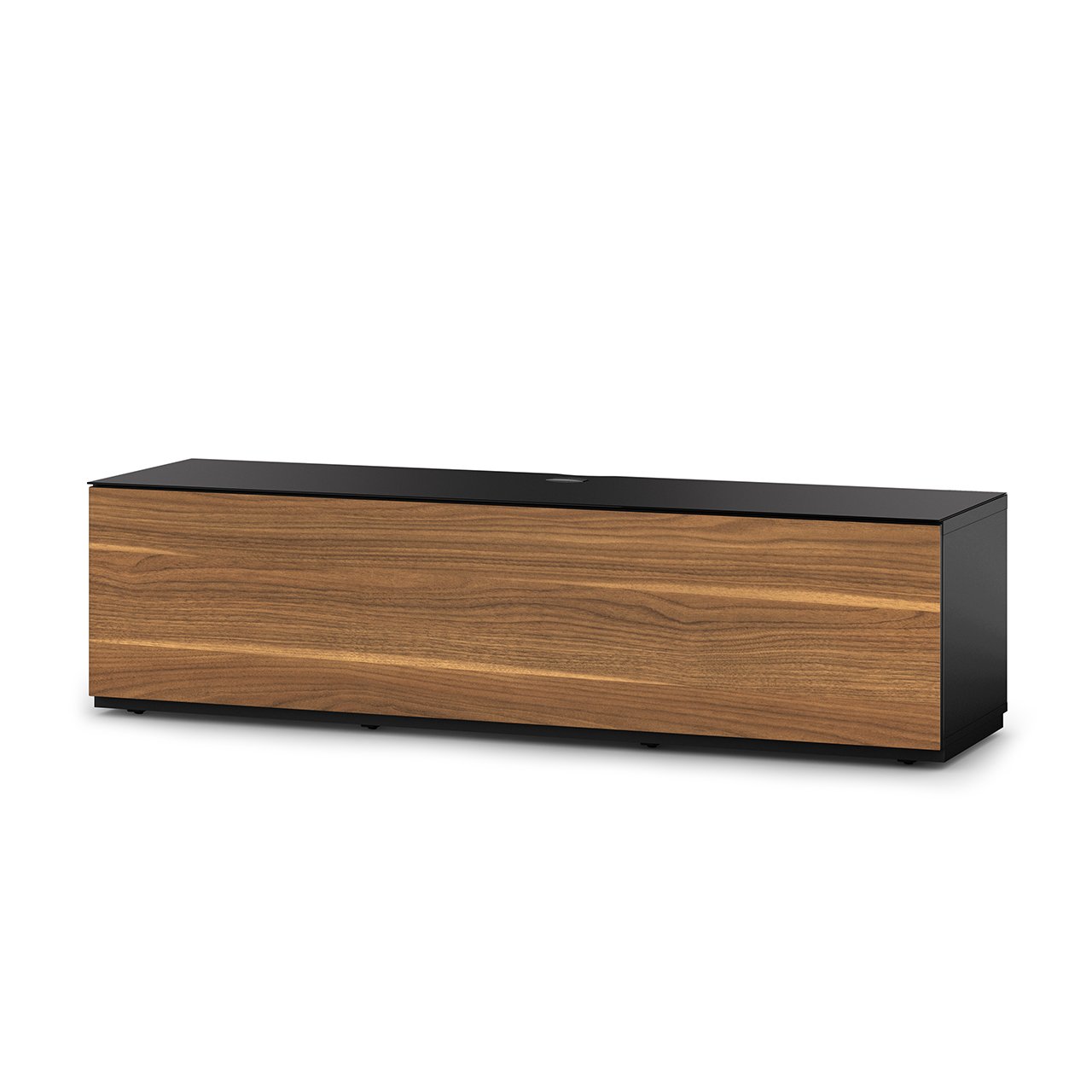 SONOROUS Studio ST-160B 木質玻璃電視櫃，帶隱藏式滾輪，適用於最大 75 英寸的電視（現代設計，6 層擱板，可放置您的音視頻組件和遊戲機，附帶紅外線信號放大器） - 黑色