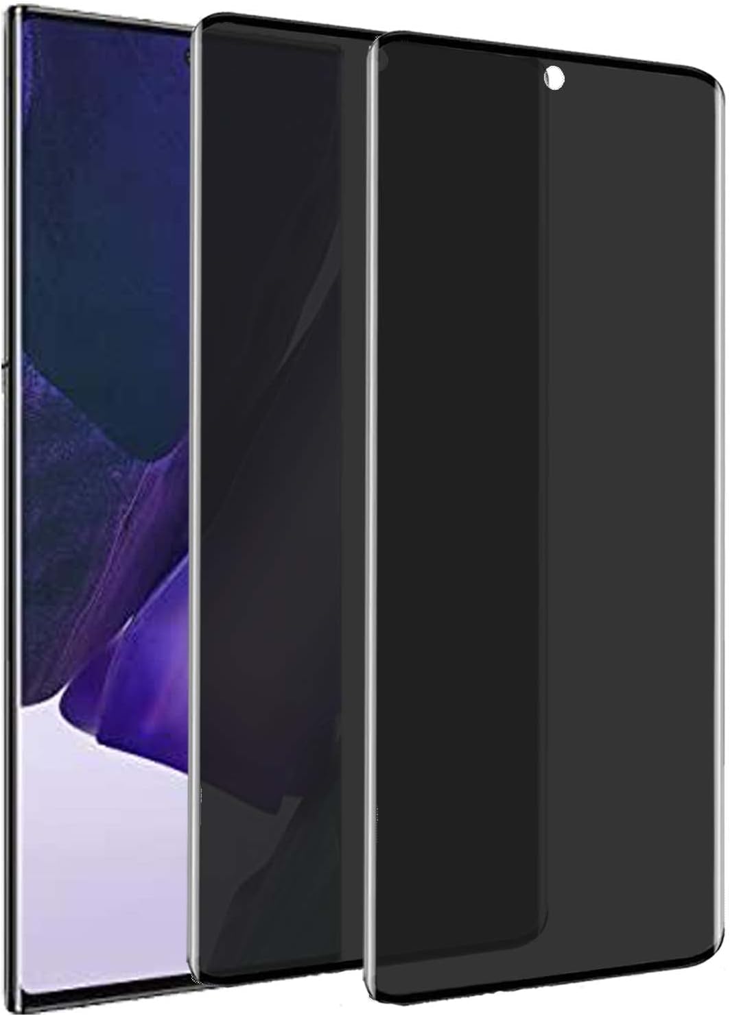 【2片裝】三星Galaxy Note 20 5G 6.7吋強化玻璃隱私螢幕保護貼，防窺，無氣泡，9H硬度高清，3D彎曲全覆蓋玻璃膜（黑色）