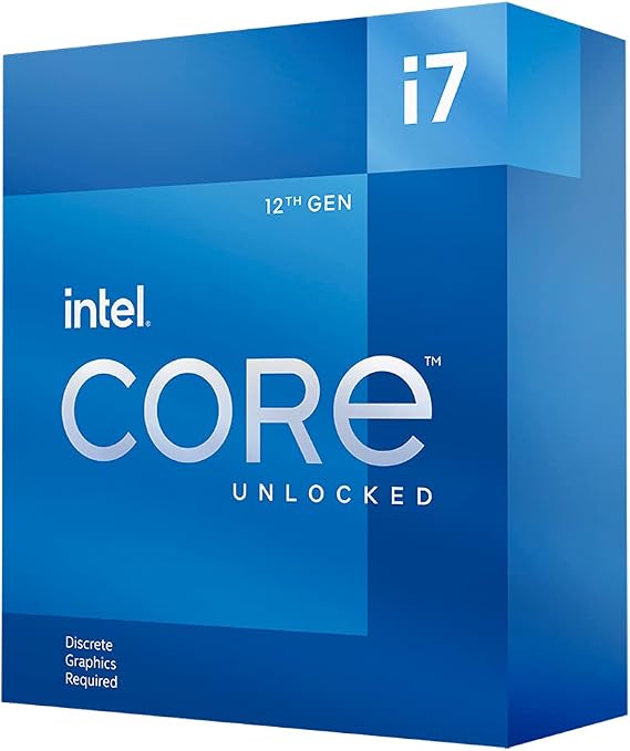 英特爾酷睿 i7-12700KF 桌上型電腦處理器，12 核心（8 個平行核心 + 4 個並行核心），最高頻率 5.0 GHz，可超頻，LGA1700 接口，600 系列晶片組，125W