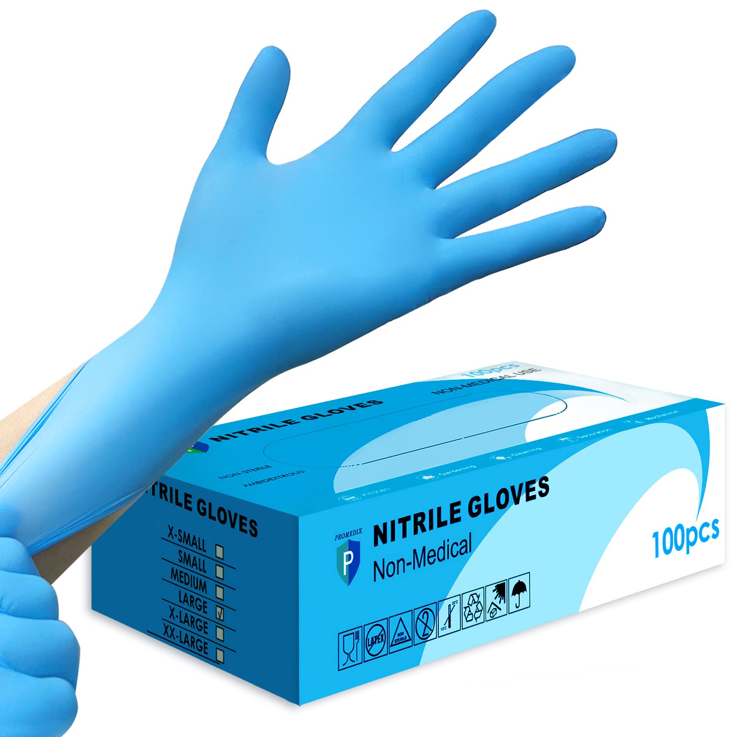 PROMEDIX P 丁腈手套，4mil-100只裝，一次性無乳膠手套，家用一次性手套，食品安全