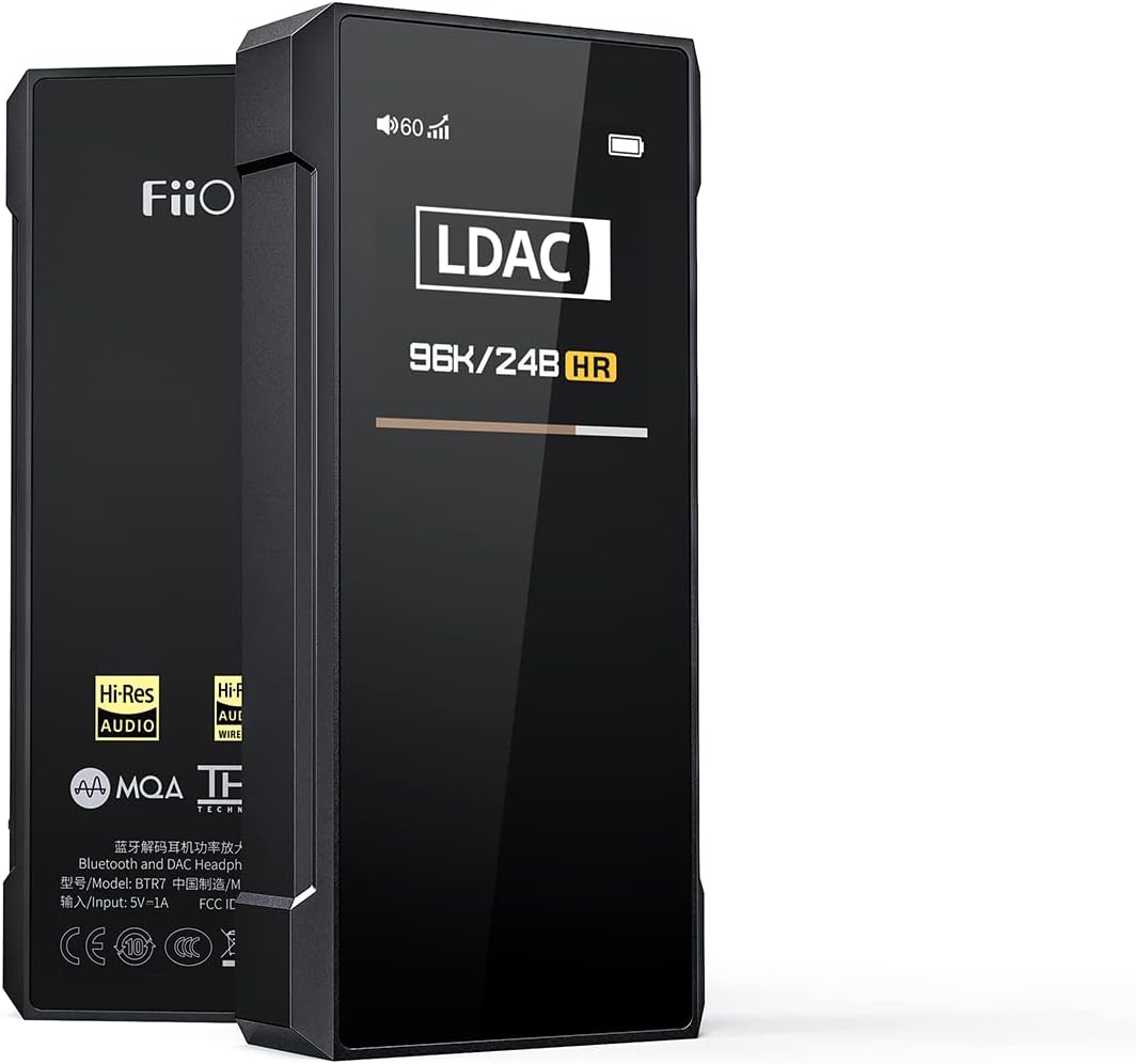 FiiO BTR7 耳機擴大機藍牙接收器高解析度可攜式 DAC 支援 LDAC/aptX HD/MQA 384K/32Bit DSD256，適用於手機/PC/車用/家用音訊（附贈 USB Type C 轉 Lightning 連接線）