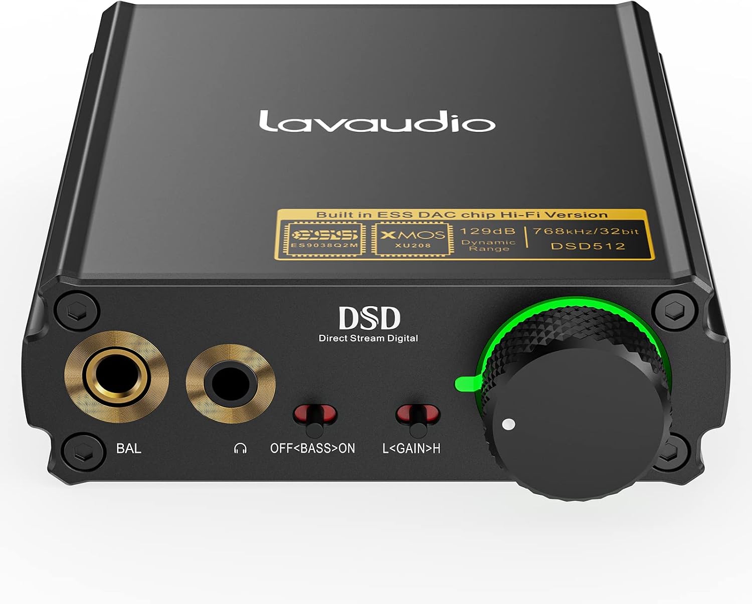 1Mii Lavaudio DS400 便攜式 DAC/耳機放大器，立體聲，支援 768K/32 位元和原生 DSD512，高解析度 Hi-Fi，適用於 PC，耳機輸出/3.5/4.4 毫米/同軸/光纖輸出，相容於 Windows/Android/iOS 系統