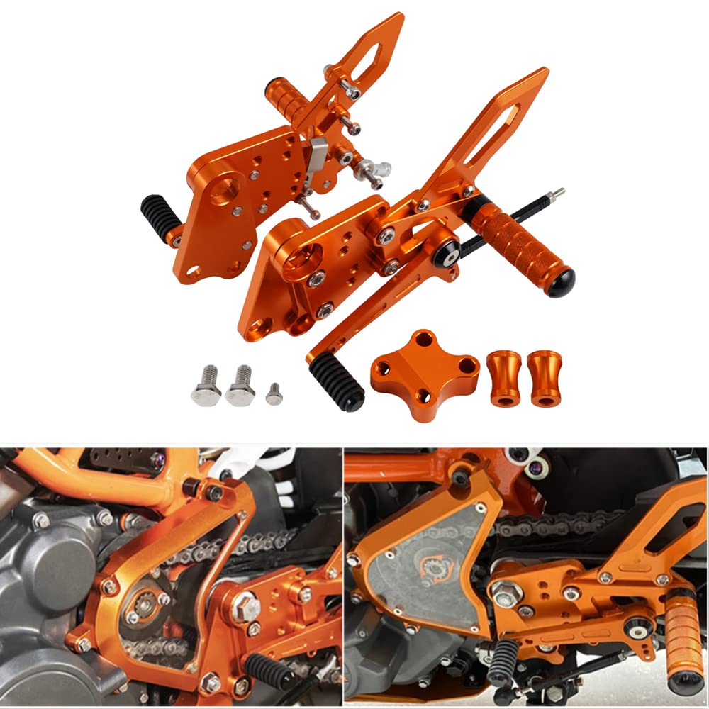 NICECNC 橙色摩托車左右可調後移腳踏，適用於 KTM Duke 390/125/200/250 2018 2019 2020 2021