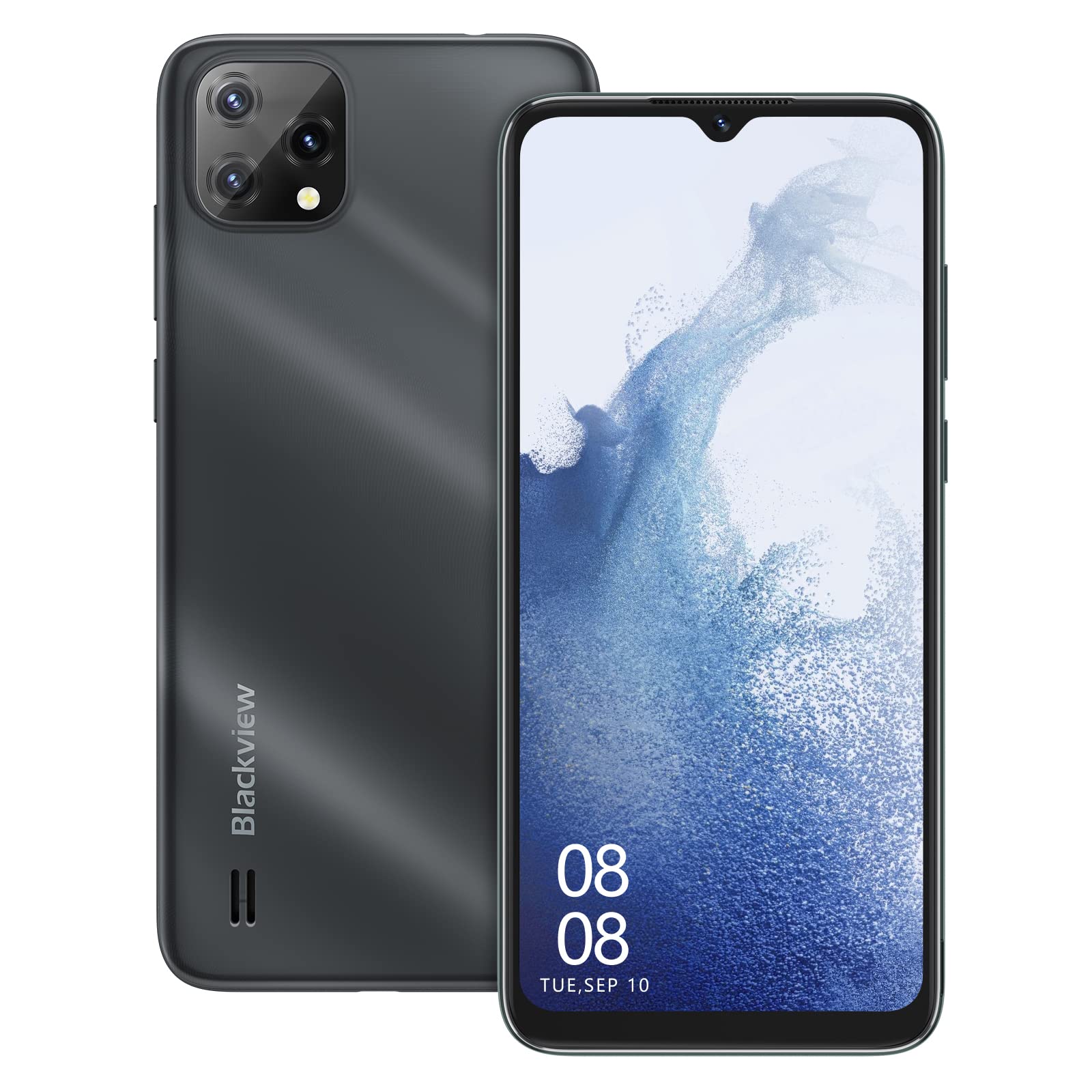 Blackview A55 手機，4G 雙卡雙待解鎖手機，Android 11 系統，3GB+16GB 儲存空間/支援 128GB TF 卡擴展，支援臉部識別，3 個卡槽，4780mAh 大電池，T-Mobile 解鎖版，6.5 吋高清+大螢幕