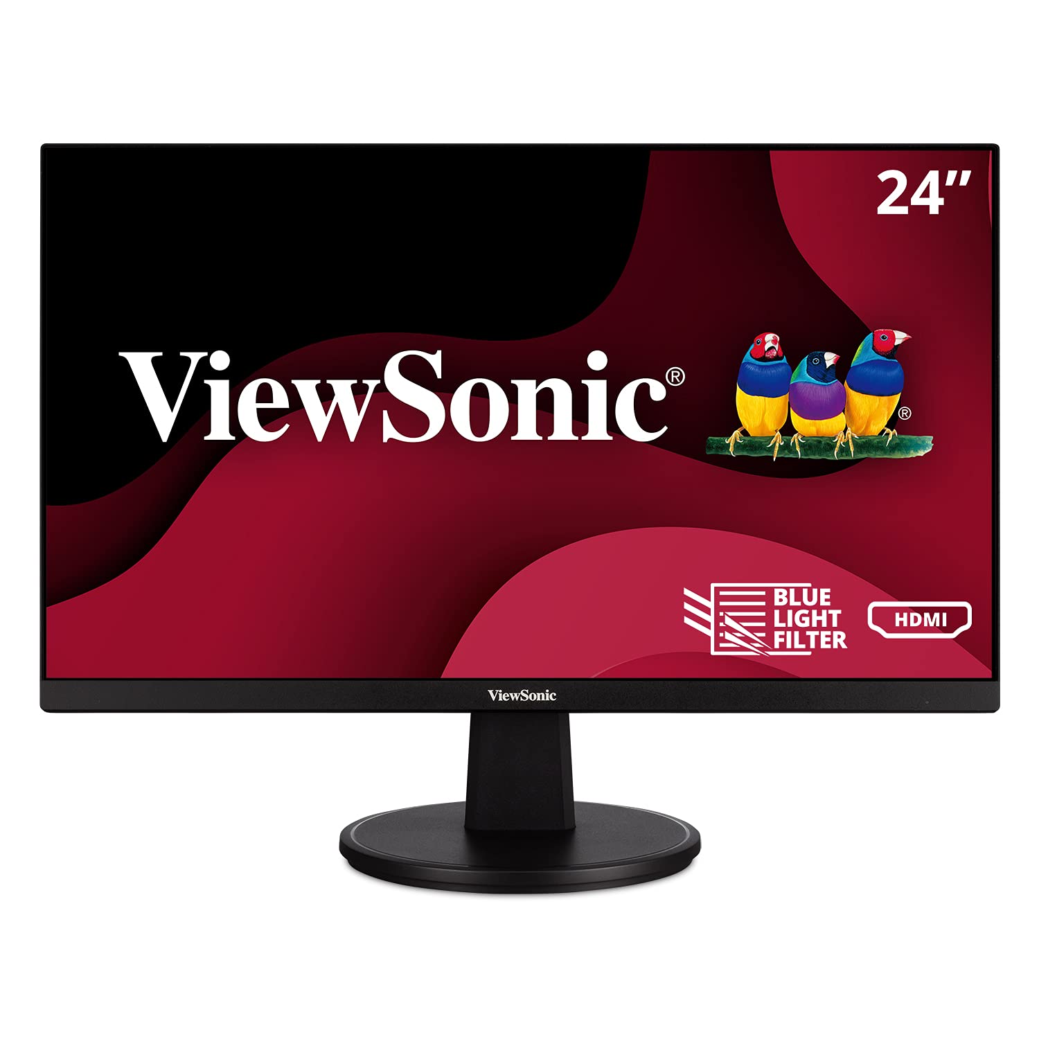 ViewSonic VA2447-MH 24吋全高清1080p顯示器，超窄邊框，支援Adaptive Sync自適應同步，75Hz刷新率，護眼模式，配備HDMI和VGA接口，適用於家庭和辦公環境。