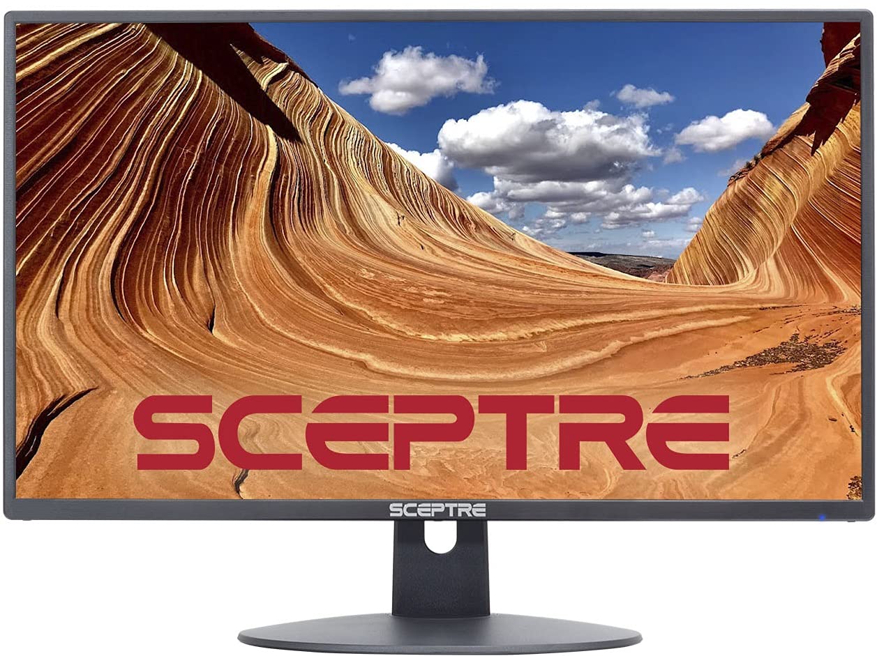 Sceptre 24吋專業超薄75Hz 1080p LED顯示器，2個HDMI接口，VGA接口，內建揚聲器，機械黑（E248W-19203R系列）