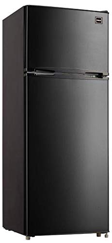 RCA RFR741-BLACK 公寓型冰箱 - 上置冷凍室 - 雙門冰箱 - 可調式溫控器 - 黑色 - 7.5 立方英尺