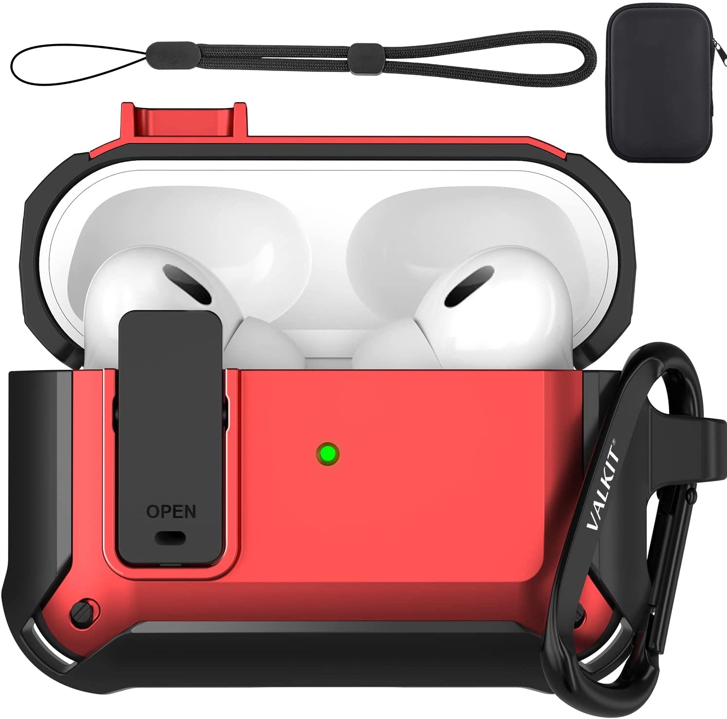 Valkit 相容於 AirPods Pro 第二代保護殼，附鎖，軍用級防護 AirPods Pro 2 保護殼，男女通用，附鑰匙扣，酷炫 iPod Pro 2 防震保護殼，適用於 AirPods Pro 第二代（2022 年款）