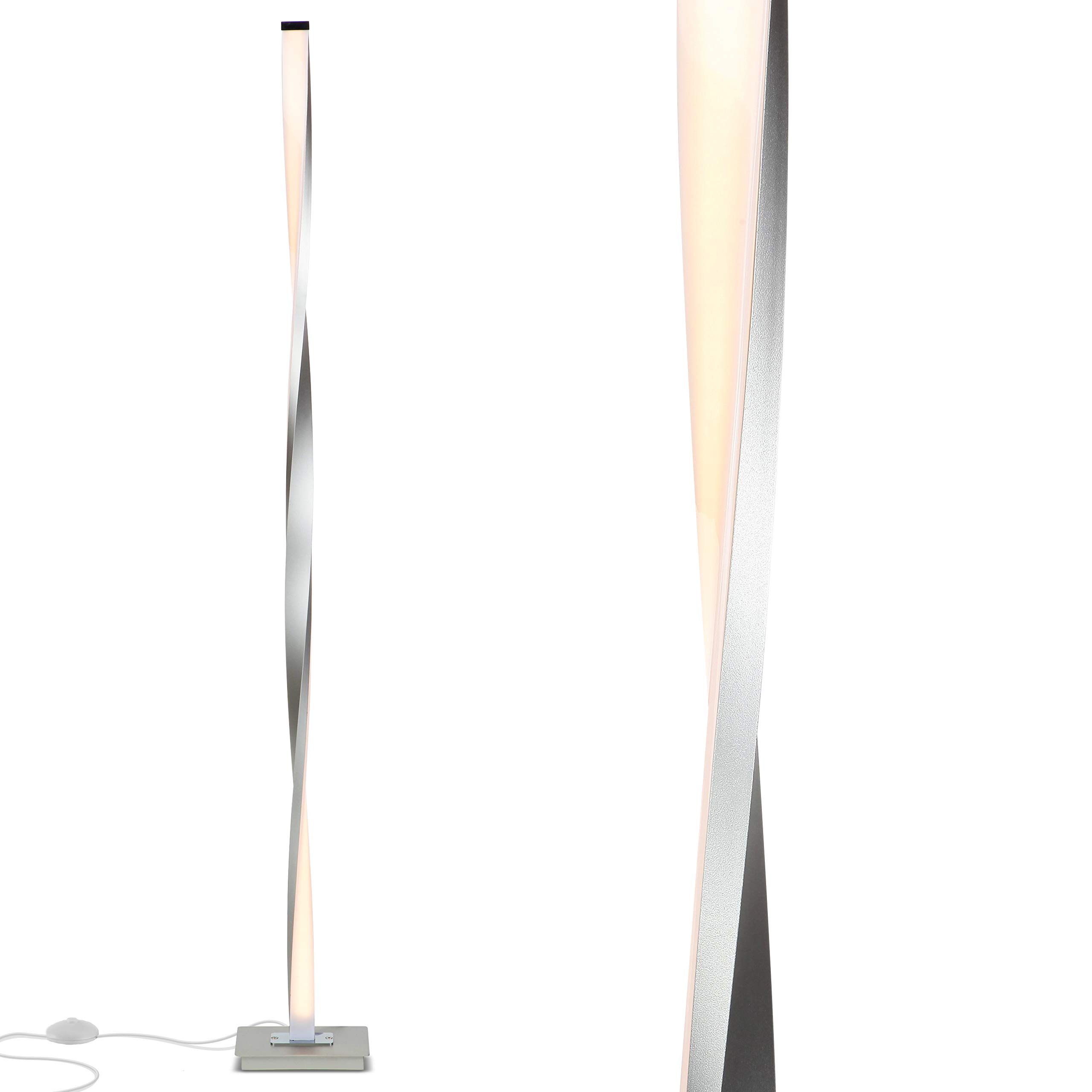 Brightech Helix LED落地燈，適用於客廳和臥室的明亮落地燈，48英寸高桿燈，可調光落地燈 - 鉑銀色