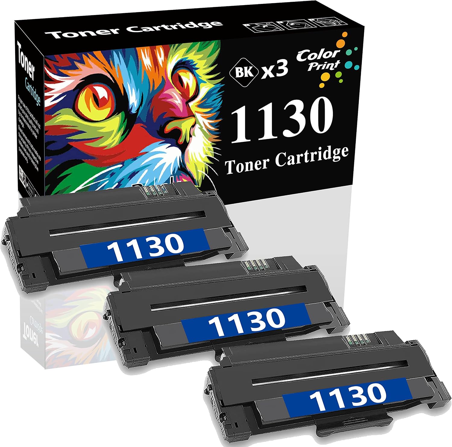 （3支裝，黑色）ColorPrint相容硒鼓，適用於戴爾1130n 1130 7H53W 2MMJP 1135n 1133 1135 330-9523 330-9524 3J11D雷射印表機（2.5k）