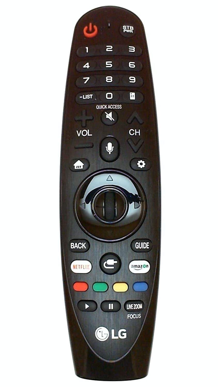 適用於所有2018款4K超高清LG智慧電視（OLED65W8PUA、OLED77W8PUA、OLED43W8PUA、OLED49W8PUA、OLED50W8PUA、OLED55W8PUA）的LG原廠AN-MR18BA智慧遙控器，配備Netflix和亞馬遜按鈕。