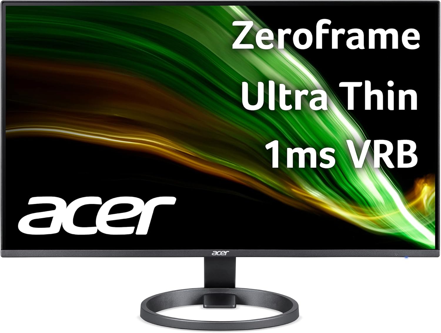 宏碁 R242Y Ayi 23.8 吋全高清 (1920 x 1080) VA 顯示器 | AMD FreeSync 技術 | 超薄 | 全面螢幕 | 零邊框 | 1ms VRB | 75Hz | HDMI 和 VGA 介面