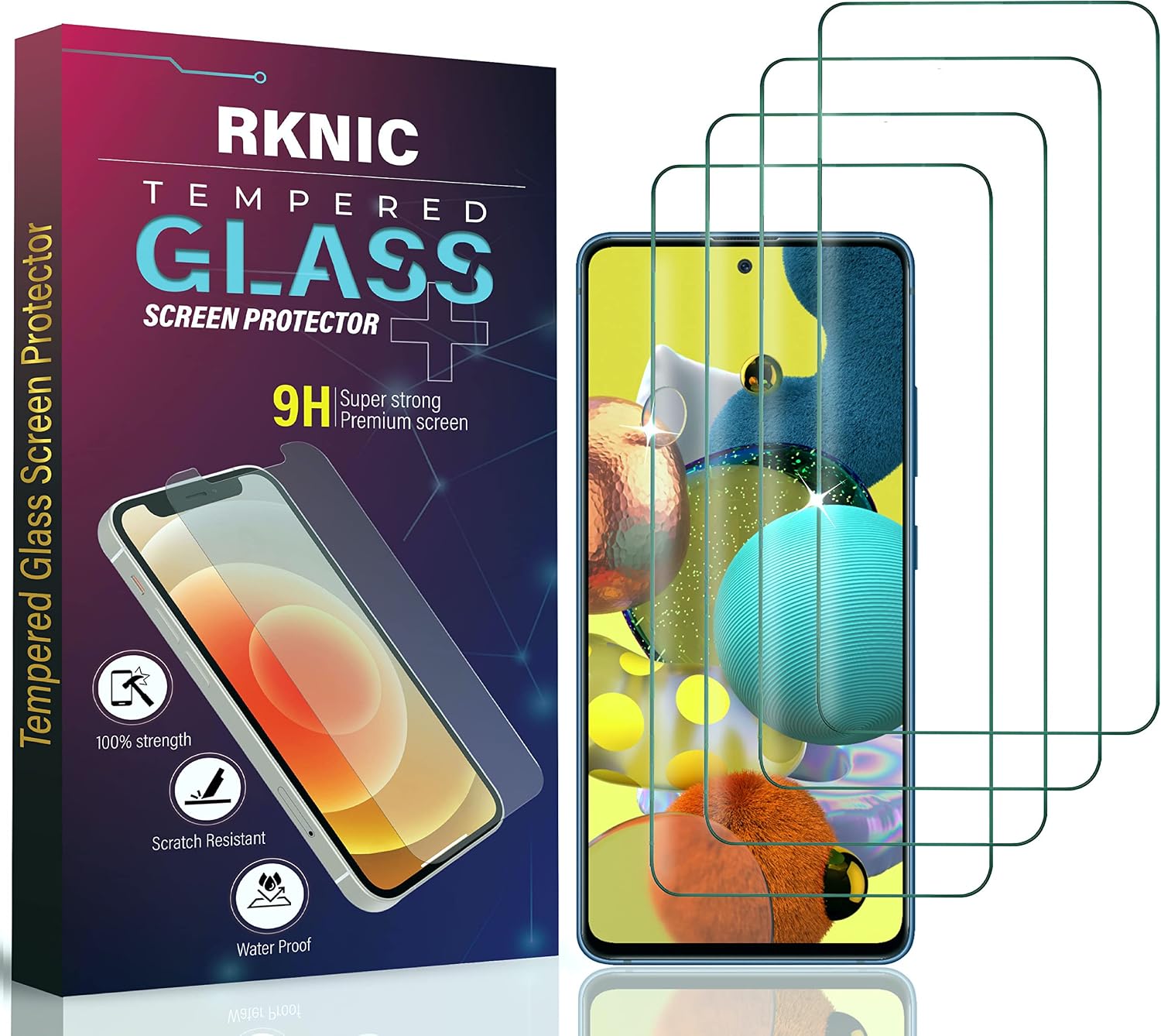 RKINC 三星 Galaxy Note 20 5G 6.7 吋鋼化玻璃螢幕保護貼 [4 片裝]，0.33 mm [終身保固][防刮][防碎裂]