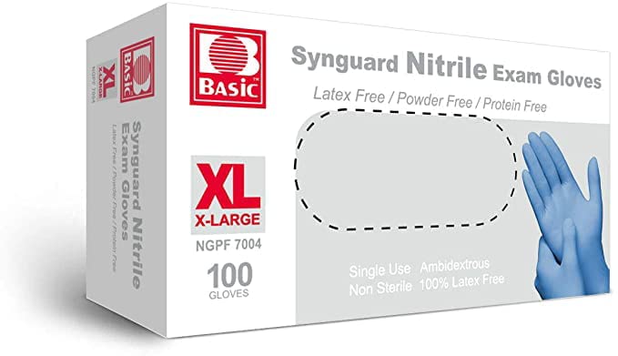 一次性100%丁腈檢查手套 - 5.5密耳厚 - 無乳膠、無粉、食品安全、醫用級手套 - 提供防過敏保護並保持雙手清潔 - 藍色 - XL碼