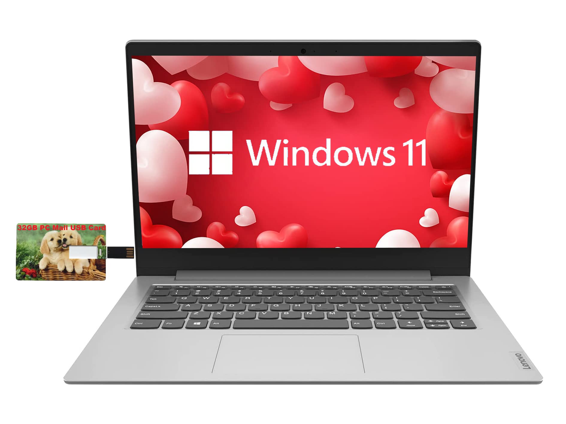 聯想 IdeaPad 1 筆記型電腦，14 吋高清防眩光顯示屏，英特爾 UHD 顯卡，4GB 內存，256GB PCIe 固態硬碟，一年 Microsoft 3651 服務，預裝 Windows 作業系統，並提供 Windows 作業系統。