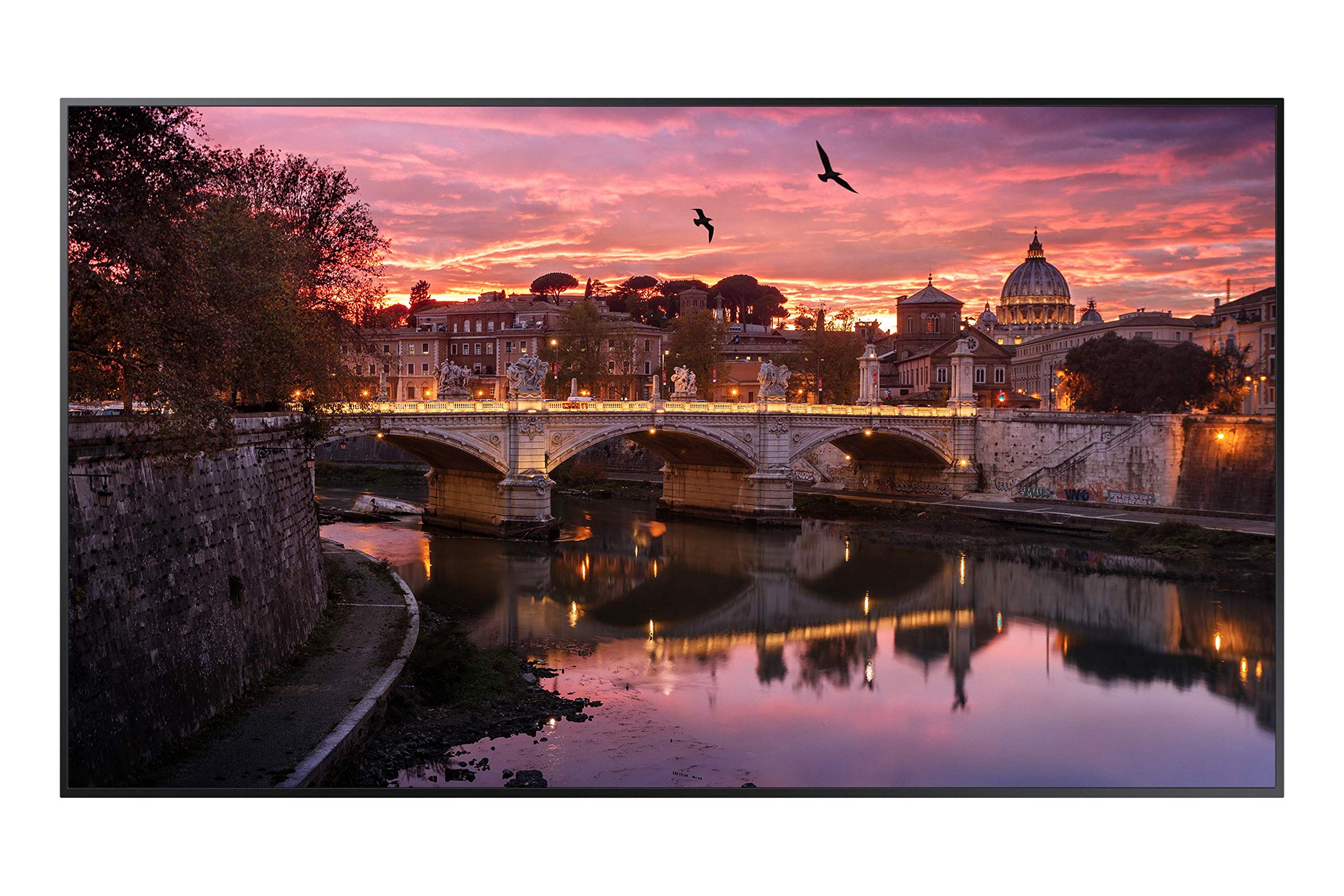 三星商用 QB55R 55 吋 4K 超高清 LED 商用標誌顯示器，適用於商業用途，配備 HDMI、Wi-Fi 和 350 尼特亮度 (LH55QBREBGCXZA)