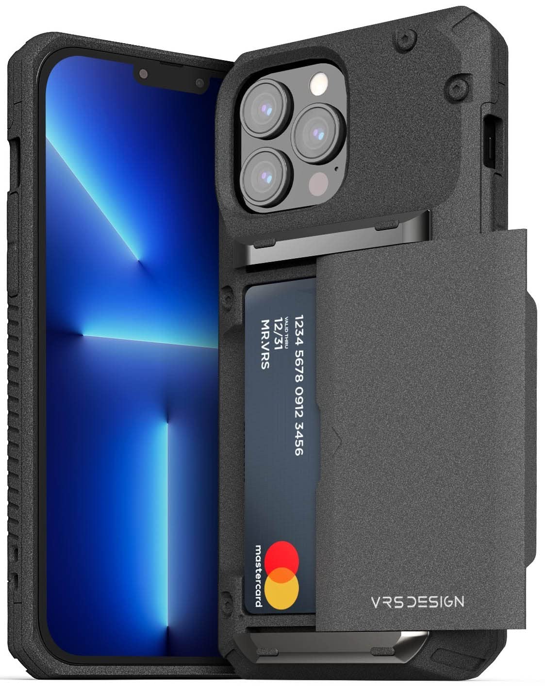 VRS DESIGN Damda Glide Pro，堅固的半自動皮夾式手機殼[可容納4張卡片]，相容於iPhone 13 Pro Max（2021款）（砂岩色）