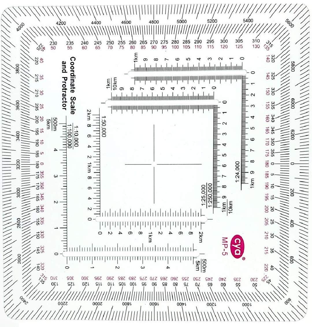 Gotical 新款改良型軍用 MGRS/UTM 座標網格讀取器與量角器，座標比例尺地圖讀取與陸地導航地形圖比例尺
