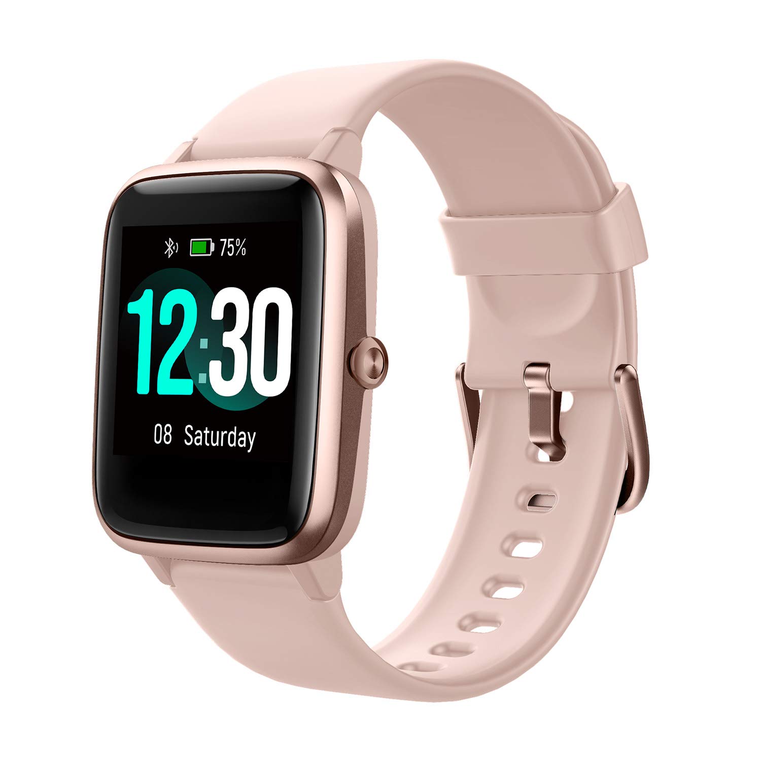 Fitpolo 智慧手錶，適用於安卓手機，相容於 iPhone，IP68 游泳防水，智慧手錶健身追蹤器，健身手錶，心率監測器，女士智慧手錶（粉紅色）