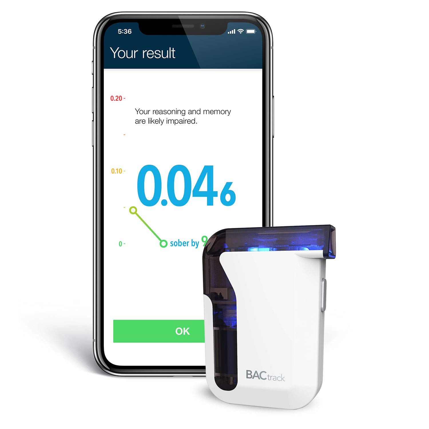 BACtrack 行動智慧型手機酒精測試儀 | 專業級精準度 | 無線智慧型手機連線 | 相容蘋果 iPhone、Google和三星安卓裝置 | 整合 Apple HealthKit