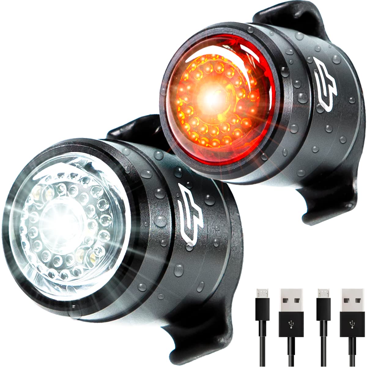 Cycle Torch USB 充電自行車燈，前後一體式，Bolt Combo 自行車燈套裝，易於安裝，輕巧耐用