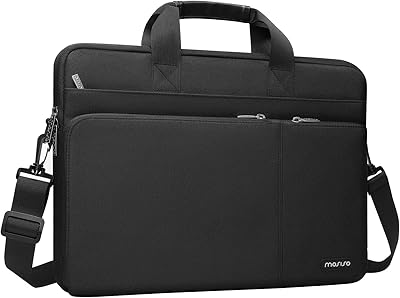 MOSISO 360° 全方位保護筆記型電腦單肩包，適用於 MacBook Pro 16 吋（2023-2019 年 M2 A2780、M1 A2485、Pro/Max A2141）及 15-15.6 吋筆記型電腦，聚酯纖維材質，附 3 個前肩帶、黑色提把和肩帶，