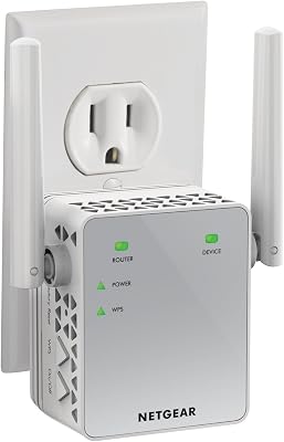 NETGEAR EX3700 Wi-Fi 訊號擴展器 - 覆蓋範圍高達 1000 平方英尺，可同時連接 15 台設備，具備 AC750 雙頻無線訊號增強器和中繼器功能（速度高達 750Mbps），並採用緊湊型壁插式設計。