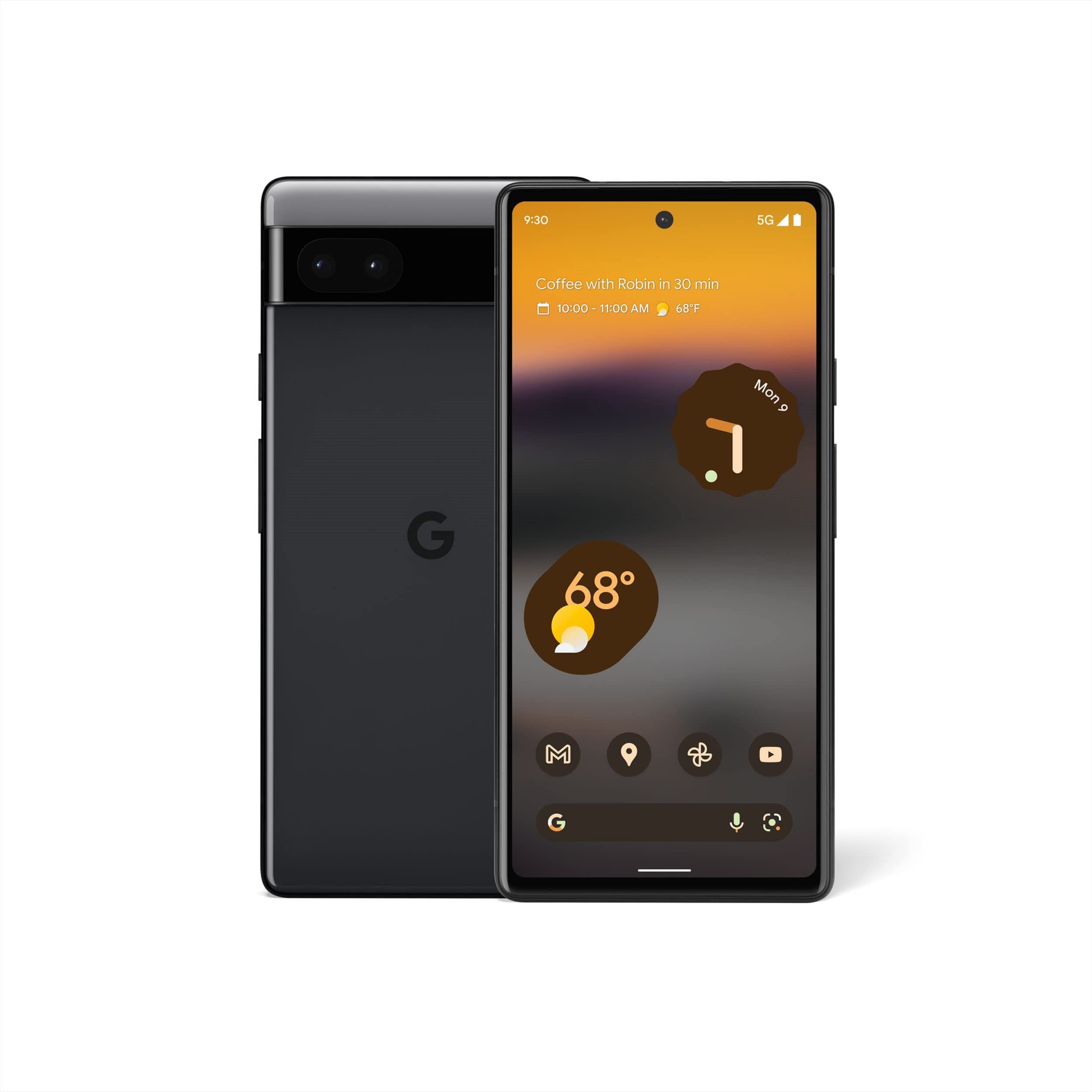 Google Pixel 6a - 5G 安卓手機 - 解鎖智慧型手機，配備 1,200 萬像素相機和 24 小時續航電池 - 炭黑色