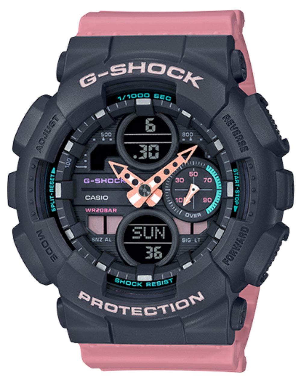 女士G-Shock S系列粉紅樹脂錶帶手錶GMAS140-4A