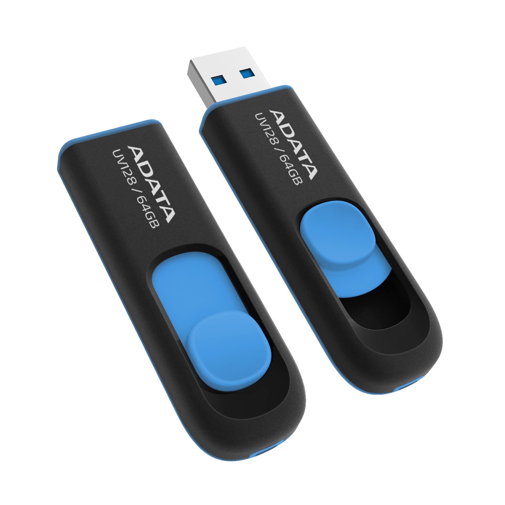ADATA UV128 64GB USB 3.0 伸縮式無蓋U盤，藍色 (AUV128-64G-RBE)