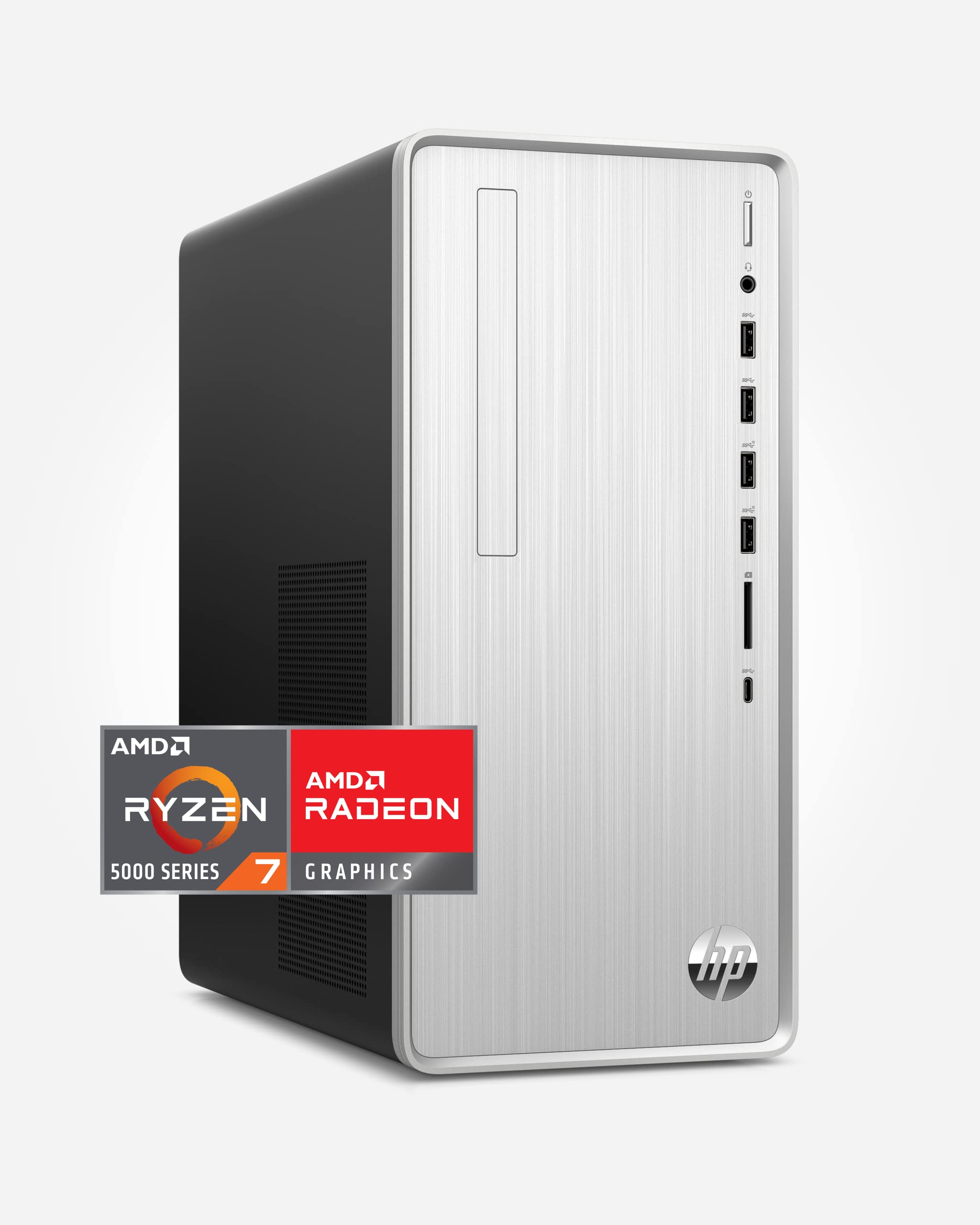 HP Pavilion 桌上型電腦，AMD Ryzen 7 5700G 處理器，16 GB 內存，512 GB 固態硬碟，Windows 11 專業版，Wi-Fi 5 和藍牙連接，9 個 USB 端口，有線滑鼠和鍵盤套裝，預裝塔式機箱 (TP01-2022, 2021)
