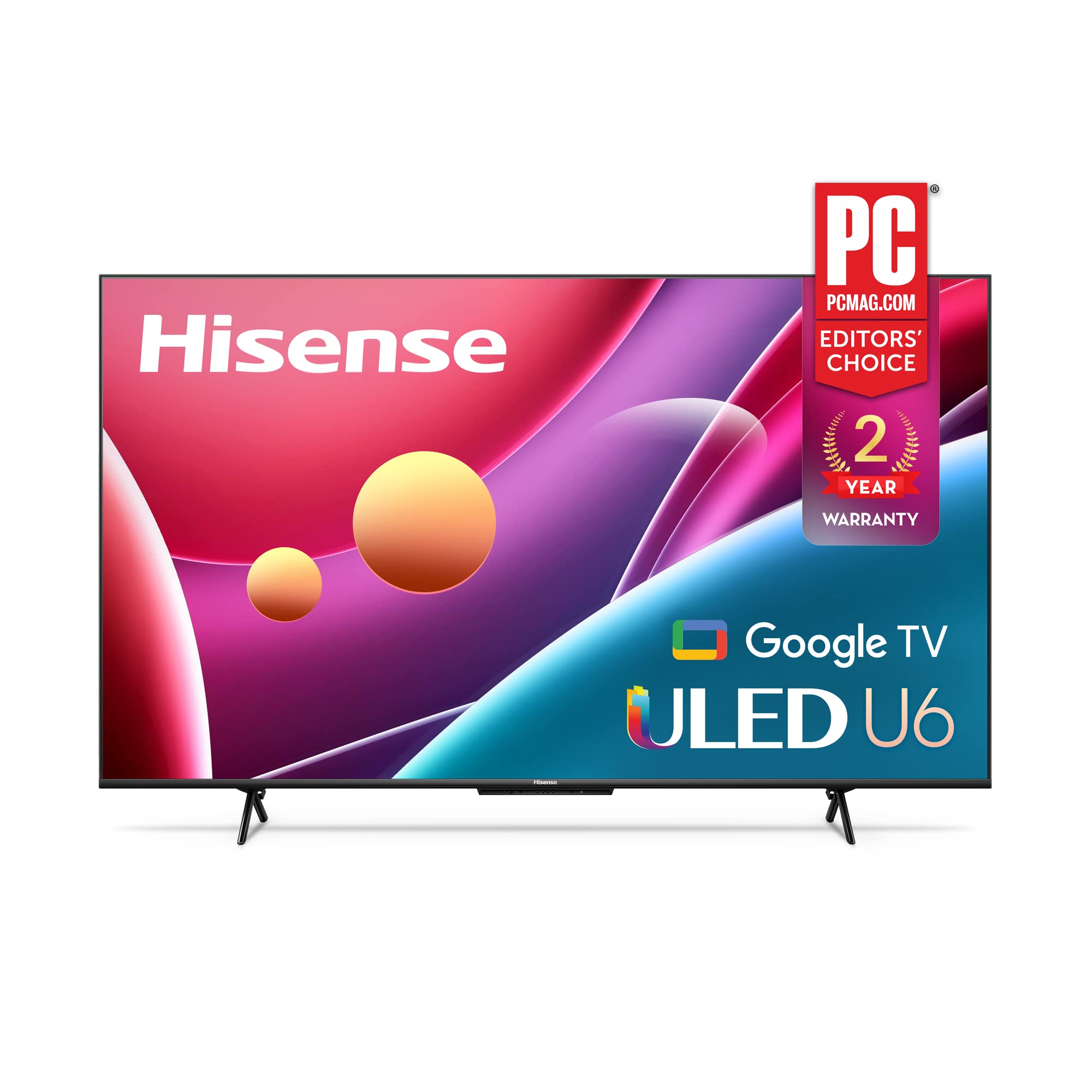 海信 ULED 4K Premium 75U6H 量子點 QLED 系列 75 吋智慧型 Google 電視，支援杜比視界全景聲，配備語音遙控器，相容於 Alexa（2022 年）黑色