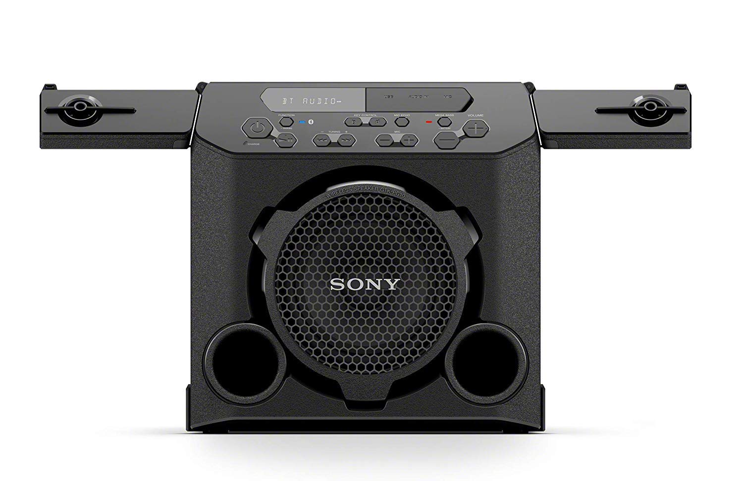 Sony GTK-PG10 便攜式藍牙音箱：無線室內/室外藍牙音箱 - 帶杯架的緊湊型派對立體聲系統 - 帶 FM 收音機調諧器、麥克風插孔和 USB 接口的旅行音箱