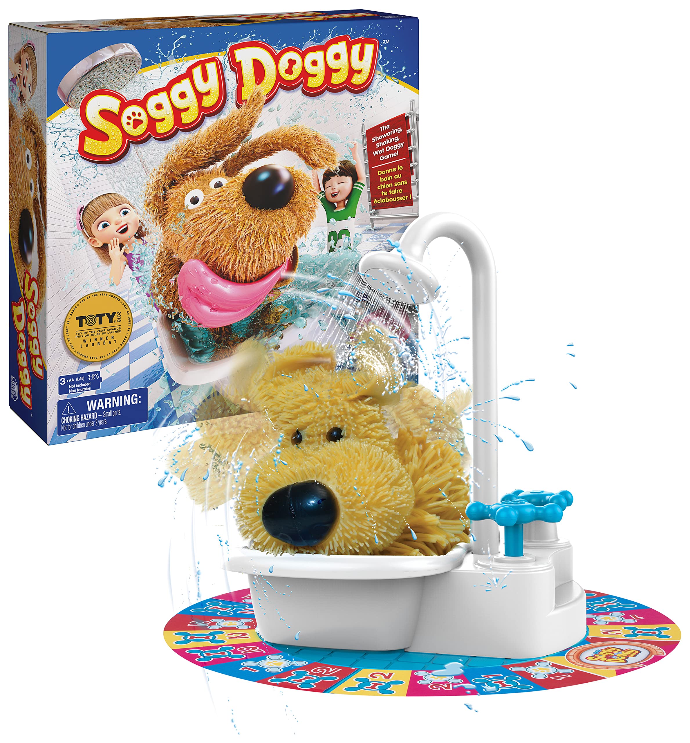 《濕漉漉的狗狗》（Soggy Doggy）是一款屢獲殊榮的兒童遊戲，以狗狗在淋浴間搖晃的場景為主題，適合4歲及以上兒童，是家庭之夜的理想娛樂遊戲。
