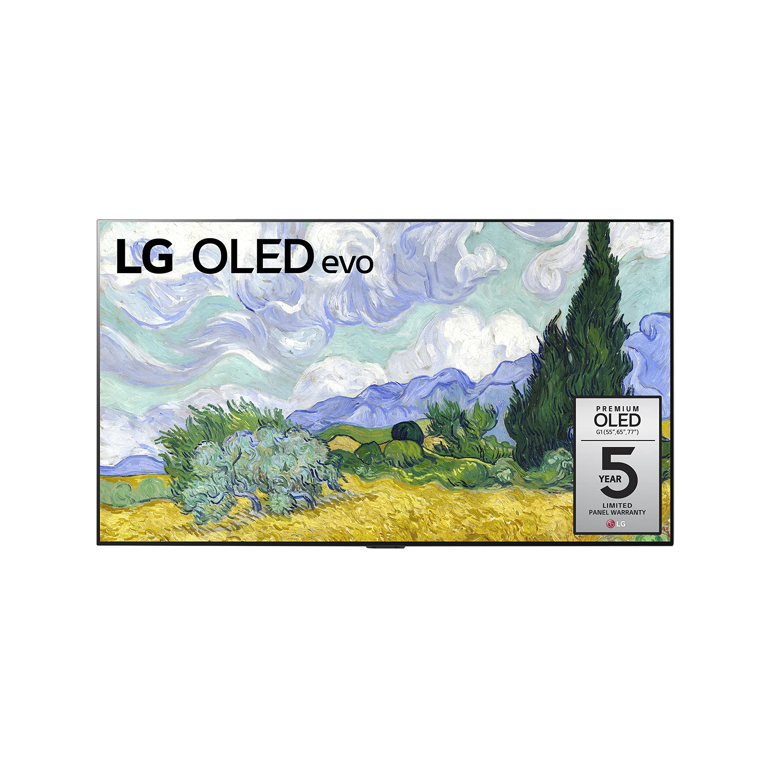 LG OLED G1 系列 65 吋 Alexa 內建 4K 智慧型 OLED evo 電視，畫廊設計，120Hz 更新率，AI 驅動，支援 Dolby Vision IQ 和 Dolby Atmos，支援 WiSA（OLED65G1PUA，2021 年）